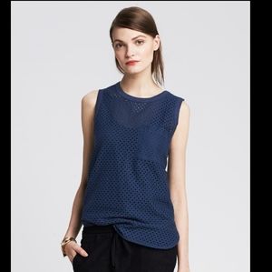 Banana Republic blue eyelet pocket tank top Small